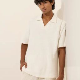 ETA by Westside Off-White Relaxed-Fit Cotton Polo T-Shirt-image-90