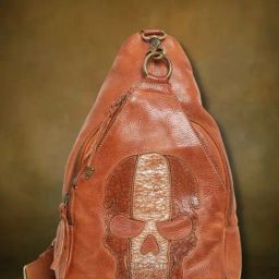 Art N Vintage Biker Tan Leather Textured Medium Cross Body Bag-image-95