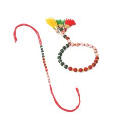 NVR Multicolor Artificial Beads Bhaiya Bhabhi Rakhi with Roli Chawal Chandan & Mishri - Set of 2 image 2