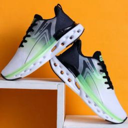 Columbus Men's White & Green Running Shoes-image-12