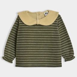 Mi Arcus Girls Green Striped T-Shirt-image-85