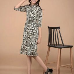 Crimsoune Club Girls Beige Printed Dress-image-33