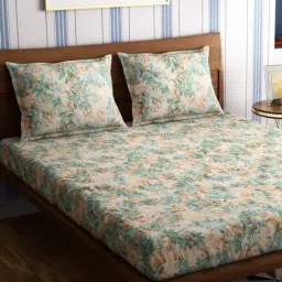 Petal Home Fern Orange Cotton 300 TC Bedsheet-image-76