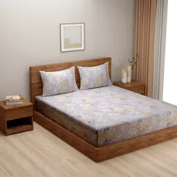 Swayam Zinnia Floral Multicolor 240 TC Cotton King Bedsheet with 2 Pillow covers-image-30