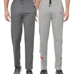 Vimal Jonney Dark Grey & Grey Regular Fit Trackpants - Pack of 2-image-75