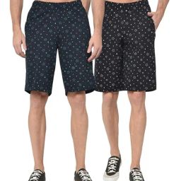 Vimal Jonney Navy & Black Regular Fit Shorts - Pack of 2-image-79