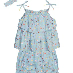 Budding Bees Kids Blue Printed Top with Shorts-image-25