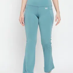 Clovia Blue High Rise Yoga Pants-image-15