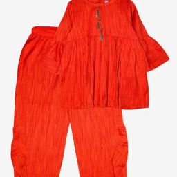 Kiddopanti Kids Orange Solid Kurta with Pants-image-34