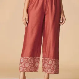 Fabindia Rust Embroidered Palazzos-image-29