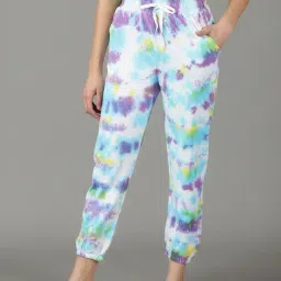 SHOWOFF Multicolor Cotton Tie & Dye Mid Rise Joggers-image-57