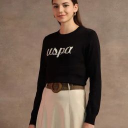 U.S. Polo Assn. Black Cotton Graphic Print Sweater-image-65