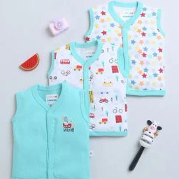 Bumzee Kids Mint Green & White Printed Jhablas (Pack Of 3)-image-88