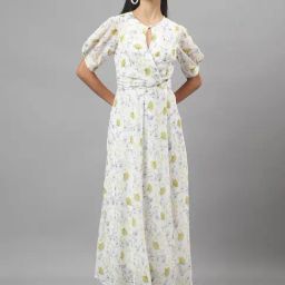 Latin Quarters Green & White Floral Print Maxi Dress-image-15