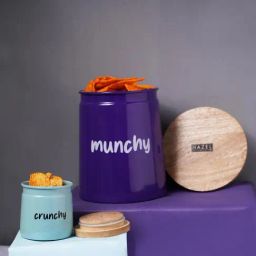 HAZEL Purple & Teal Galvanized metal Storage Container with Lid - Set of 2-23