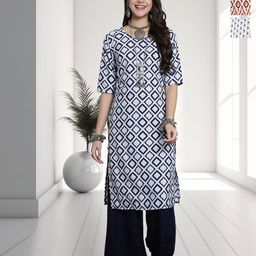 HERE&NOW Selection Of 3 Geometric Printed Round Neck Straight Kurta-image-99