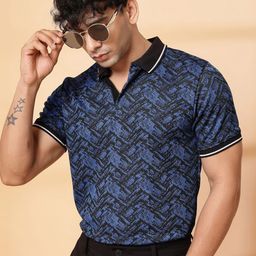 Metronaut Men Abstract Printed Polo Collar Slim Fit T-shirt-picture-6