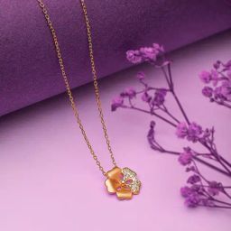 Silberry 92.5 Sterling Silver Rose Gold Daisy Gloss Pendant with Chain-image-33