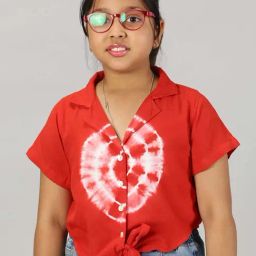 Kiddopanti Kids Red & White Over Dyed Top-image-54