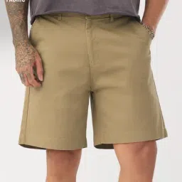 The Souled Store Camel Brown Regular Fit Solid Shorts-picture-10
