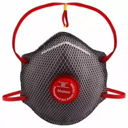 Magnum Respirator Net Mask with Exhalation Valve Polypropylene Grey & Red Free Size, Formoguard Net-FFP2S (Pack of 15)-33