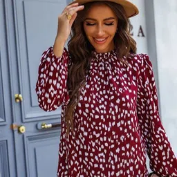 Stylecast X Slyck 
Animal Printed High Neck Puff Sleeve Top-image-93