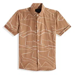 Charchit Boys Khaki Cotton Comfort Fit Printed Shirt-image-97