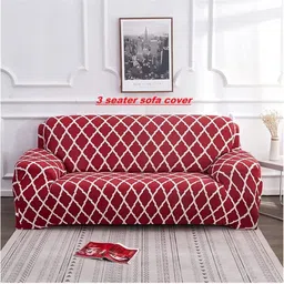 DECOR VATIKA Maroon Printed 3 Seater Sofa Cover With Arms-picture-18
