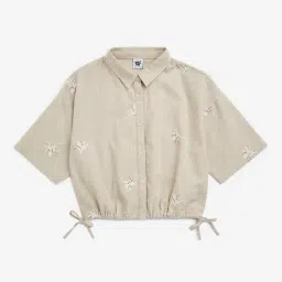 Y&F Kids by Westside Beige Floral Printed Cotton Shirt-image-48