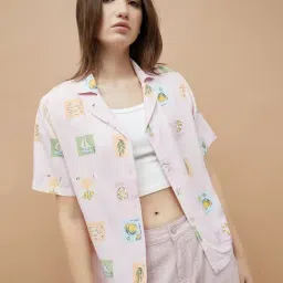 Ginger By Lifestyle Pink Regular Fit Printed Shirt-image-83