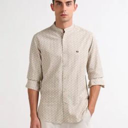 Arrow Sport Beige Cotton Slim Fit Printed Shirt-picture-24