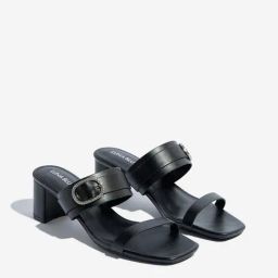 LUNA BLU by Westside Black Dual Strap Block Sandals-image-58