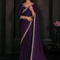 Saree Mall Purple Silk Embellished Saree With Unstitched Blouse-image-44