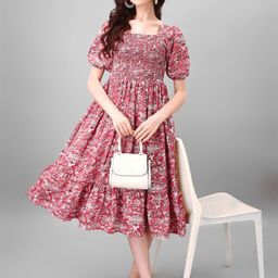 Femvy Women Floral Printed  Fit & Flare Midi Dress-picture-33