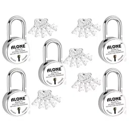 ALONE LOCKS 75 mm Steel Chrome 5 Keys Each Double Locking Padlock (Pack of 5)-17