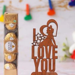eCraftIndia Romantic Kissing Couple Showpiece & Ferrero Rocher Chocolates (5 Pcs)-20