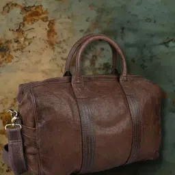 Art N Vintage Alexander Brown Leather Solid Extra Large Duffle Bag-image-86
