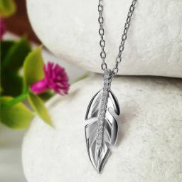 Silberry 92.5 Sterling Silver Leaf Pendant with Chain-image-55