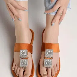Shoetopia Kids Orange T-Strap Sandals-image-97
