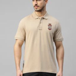 Royal Enfield MLG Light Khaki Regular Fit Logo Polo T-Shirt-image-62