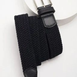 Peter England Navy Leather Waist Belt for Men-image-60