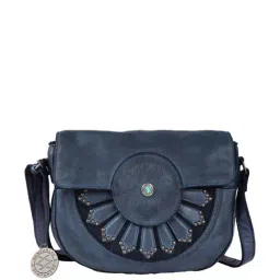 KOMPANERO Nova Blue Textured Sling Handbag-image-98