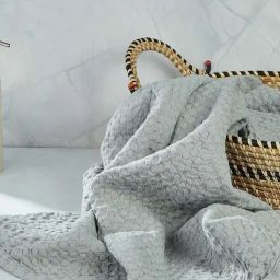 Fabindia Home Hamam Grey Cotton 220 GSM Honeycomb Medium Towel-image-34