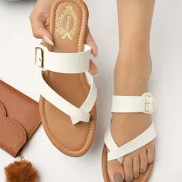 Shoetopia Kids White & Beige Cross Strap Sandals-image-78