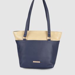 Caprese Women Blue & Beige Colourblocked Structured Shoulder Bag-image-37