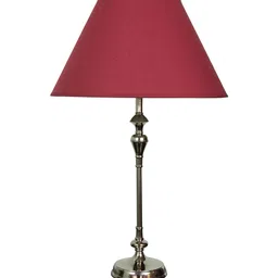 THE LIGHT STORE Silver-Toned Self Design Bedside Standard Table Lamp with Shade image 3