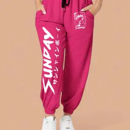 SAAHASAM Women Printed Relaxed Loose Fit Joggers Trousers-picture-2