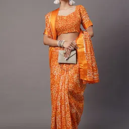 KALINI Batik Printed Ikat Designer Saree-image-36