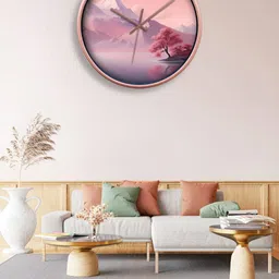 OLIVE TREE Copper-Toned & Pink Printed Contemporary Wall Clock-13