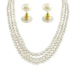 Sri Jagdamba Pearls Golden & Silver Alloy Necklace Set-image-94